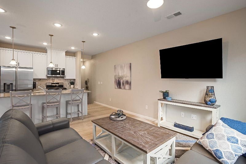 Comfortable family room area with Smart TV
