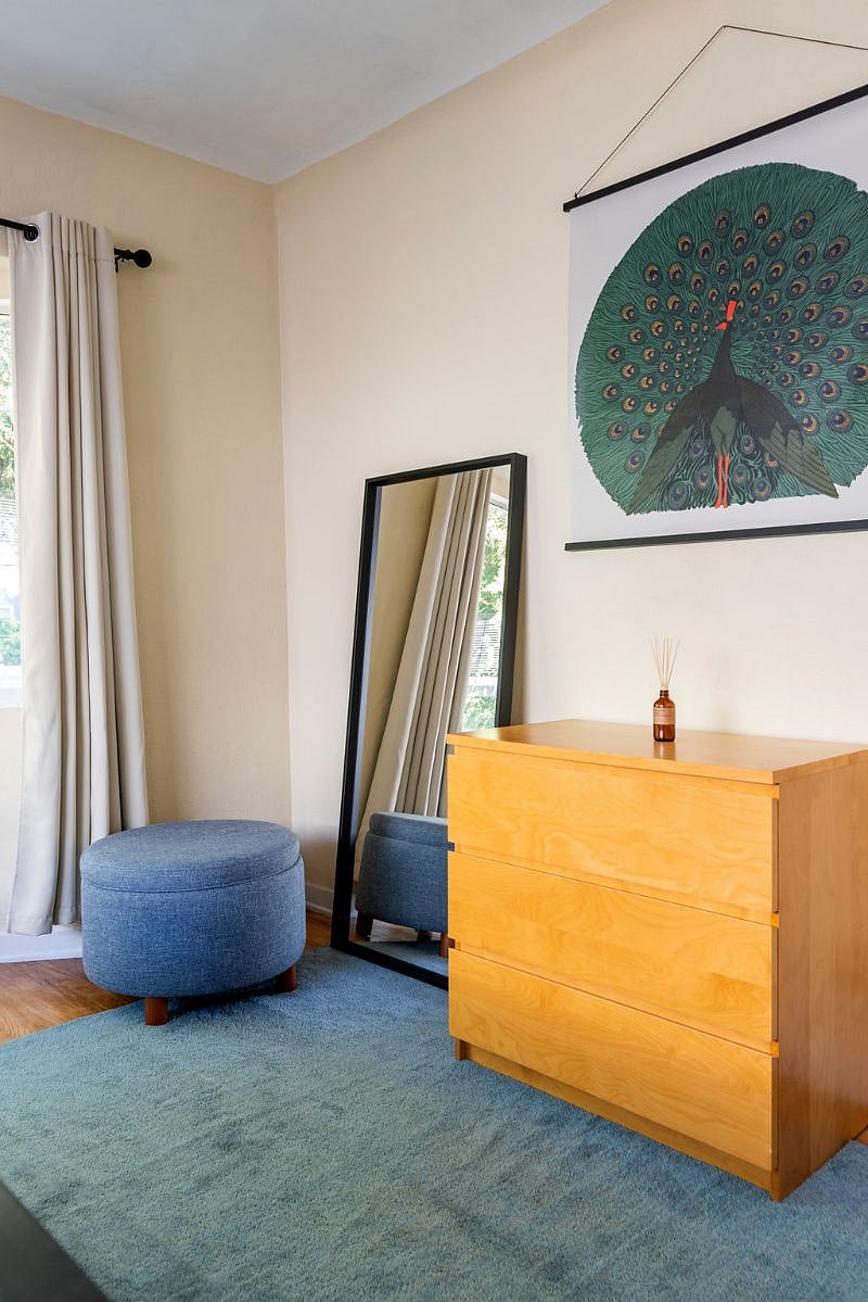Bedroom dresser and full-length mirror