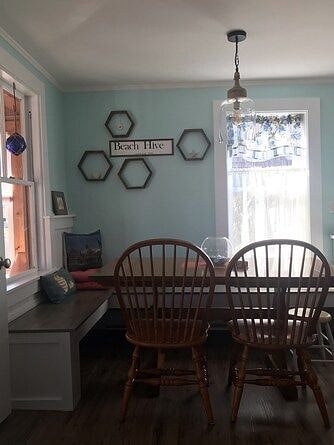 Built in banquette for seating up to 8