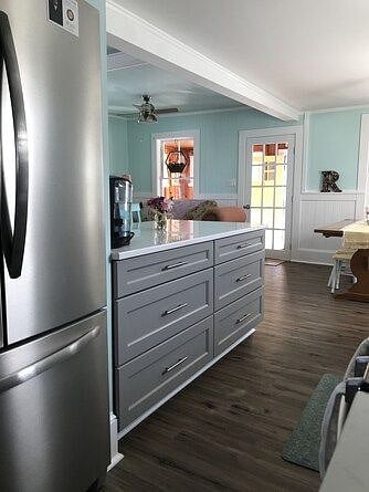 Kitchen is open to the living room 
