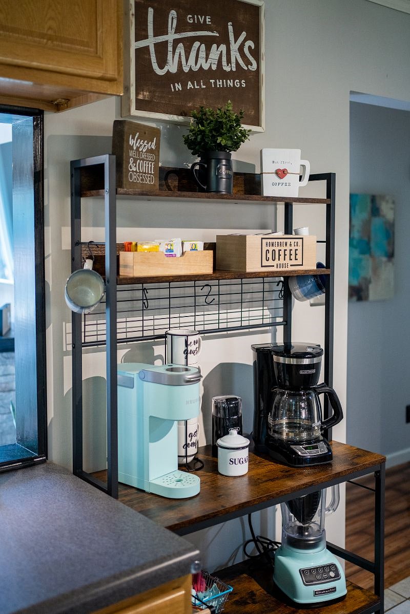 Fully stocked coffee bar