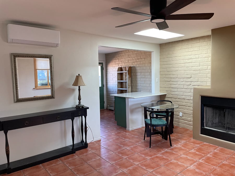 Living area with fireplace