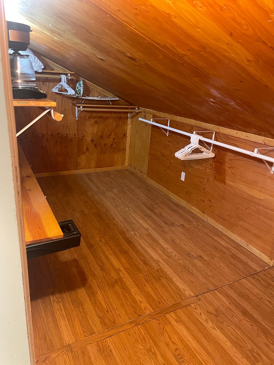 Large closet for clothes and extra storage inside the studio apartment.