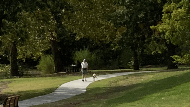 Walking trail around a large pond directly outside of Tenant Suite & patio