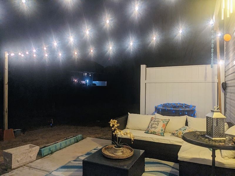 Patio is perfect for hanging out at night too