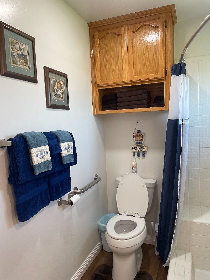 Toilet and above storage in Bathroom