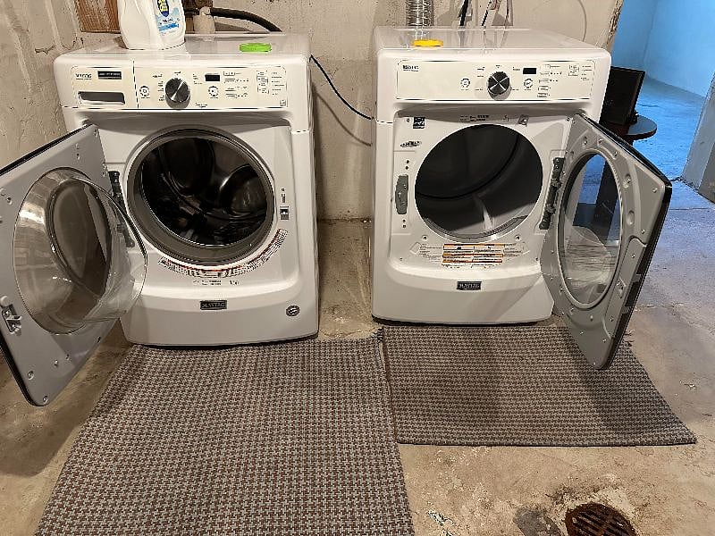 Washer and dryer located in basement