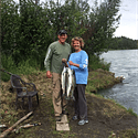 Great fishing from our bank