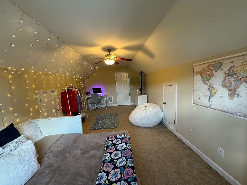 Front room over the garage (FROG) is a bonus room that is really long. It's currently being used as a bedroom and would be bedroom #4.