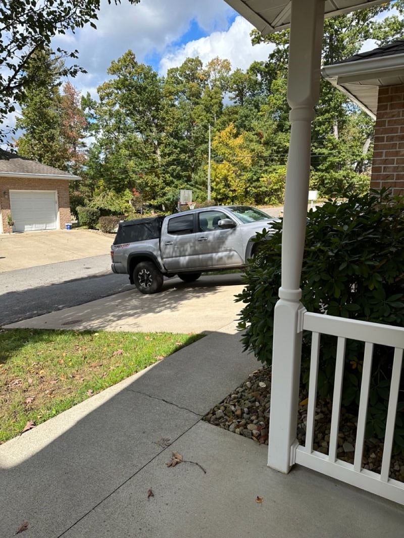Large private driveway - parks 2 cars. (view from front door)