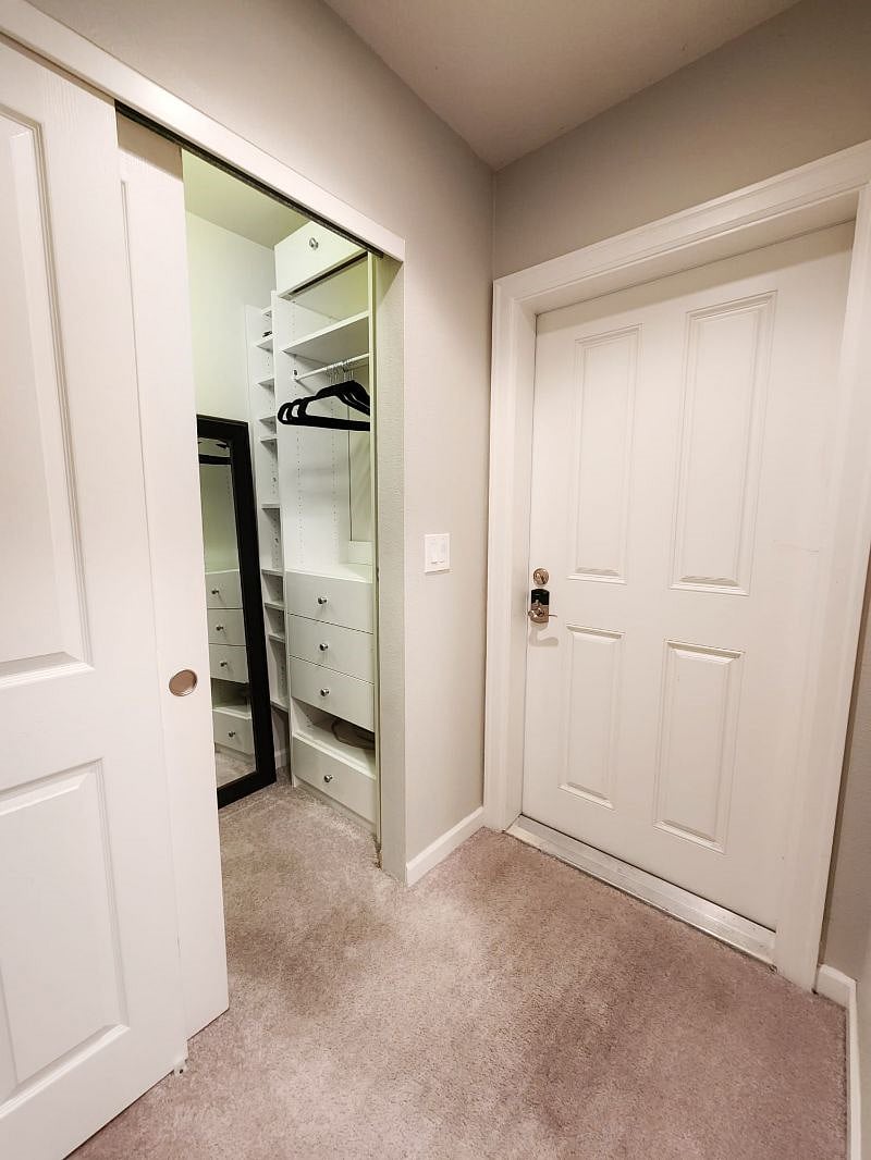 Large closet to the right of the entrance