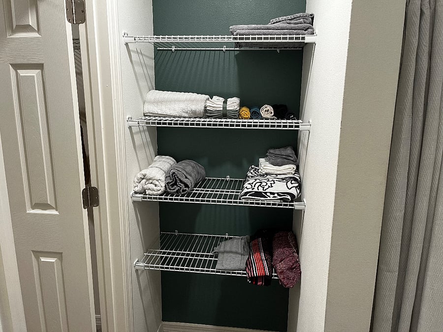 Master bedroom shelving space