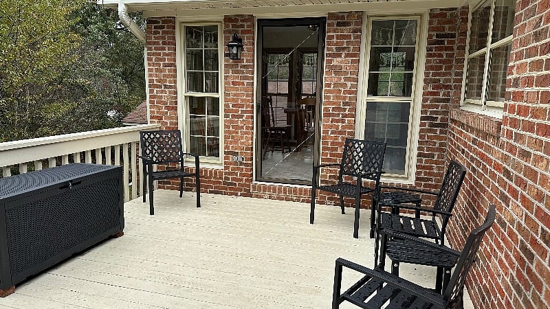 Deck with grill and outdoor seating
