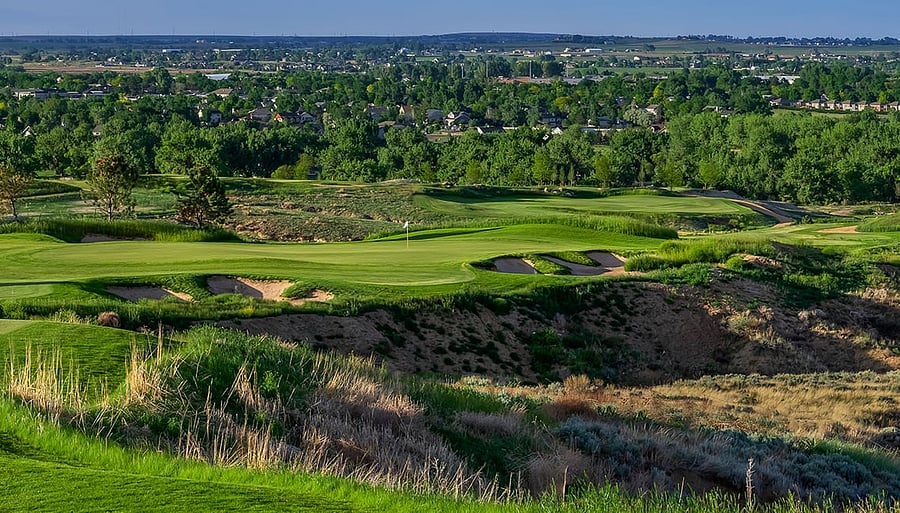 Raindance National Golf Course is the same distance as the pool but in the other direction, about a half mile away