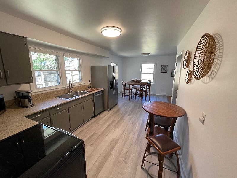 Open floor plan with dining area