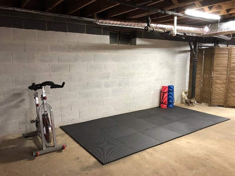 Exercise bike and space in basement