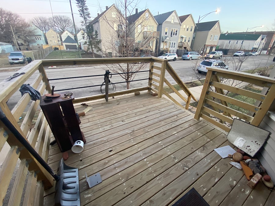 New, Very Spacious Front Porch: Large enough for Morning Yoga, Lunch,  and/or Coffee.