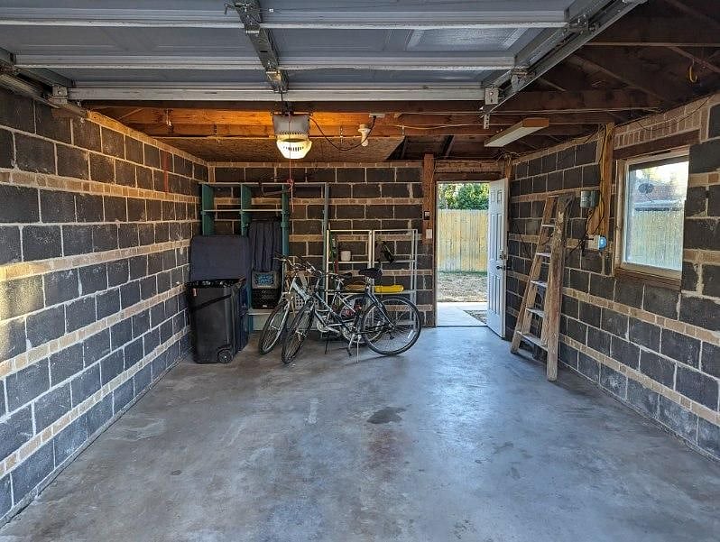 Bikes for use in the garage along with storage.