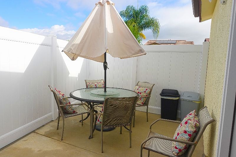Table and chairs in private patio