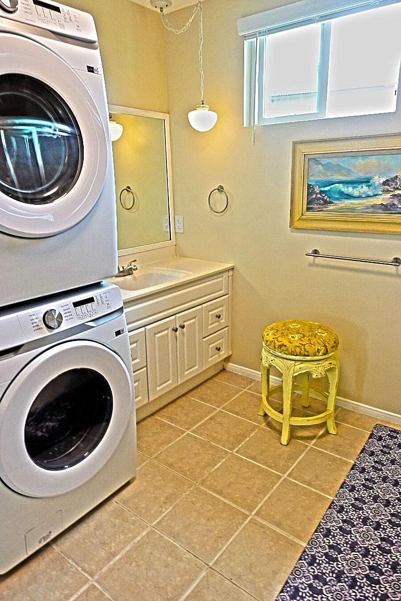 Laundry, vanity in bathroom