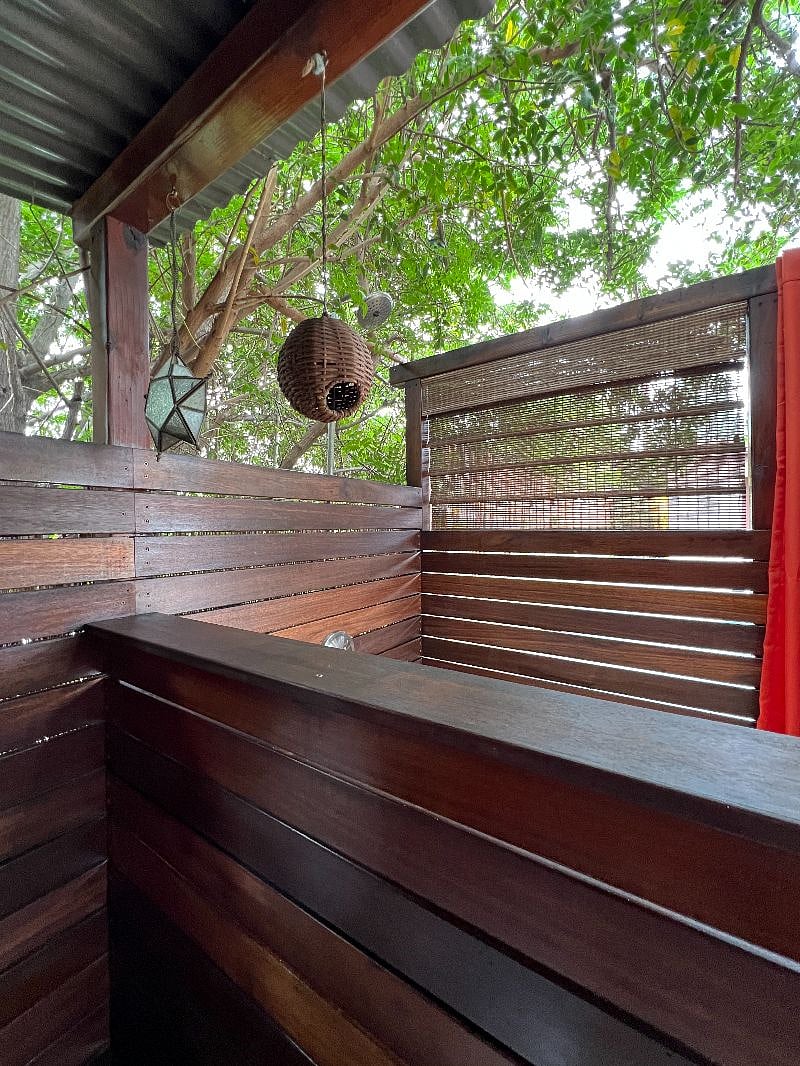 Outdoor heated shower.