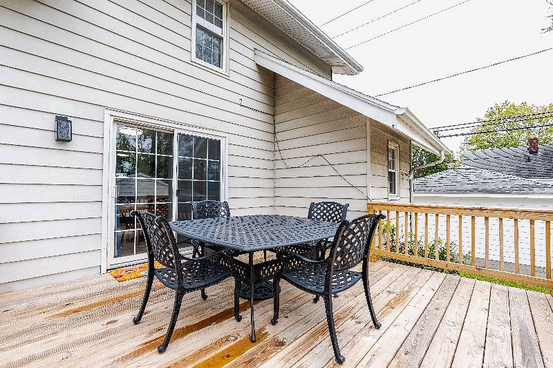 Back deck with table and chairs