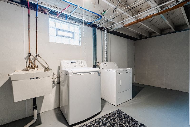 Washer and dryer with utility tub