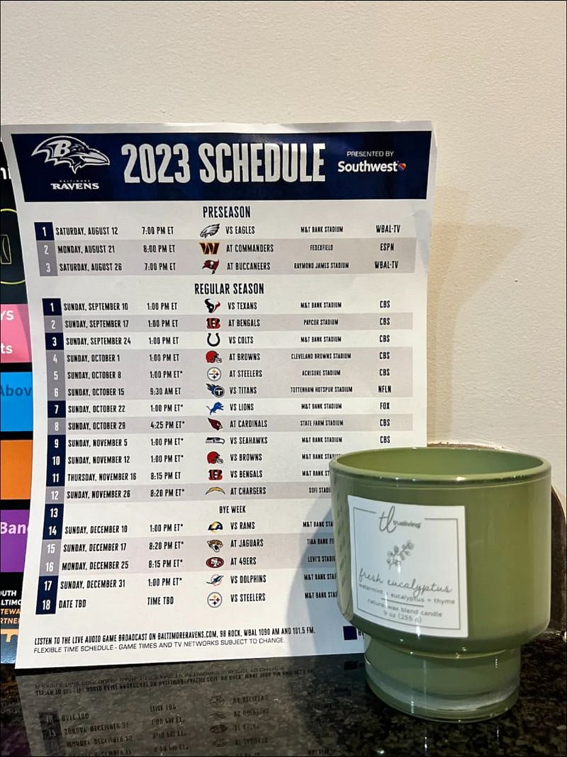 Baltimore Ravens Schedule....come to a game!