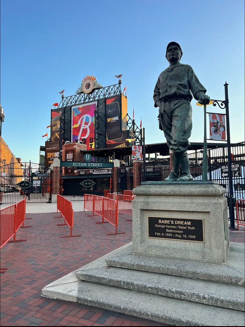 Camden Yards where the Baltimore Orioles play... 13 minute walk.