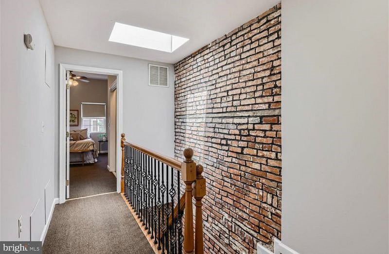 A skylight brings in natural light.