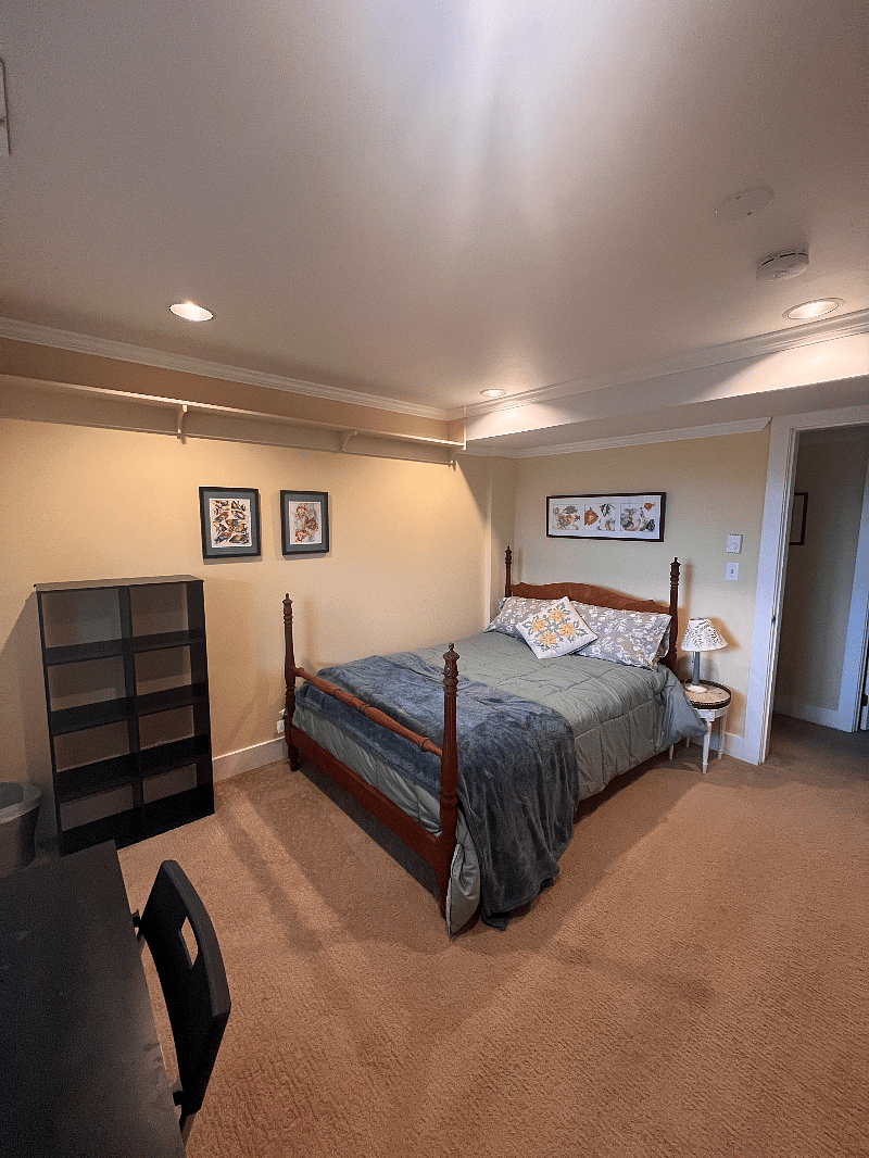 2nd bedroom with antique bed and new gel mattress