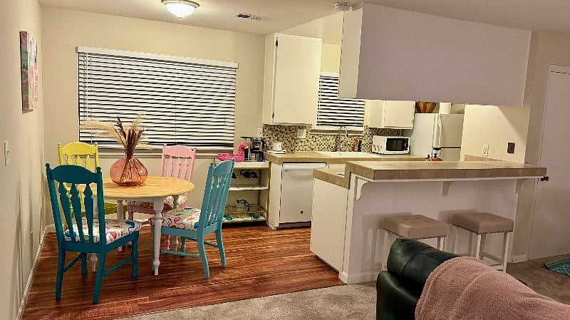 Old kitchen- shown for dining area location- see updated photos for current kitchen