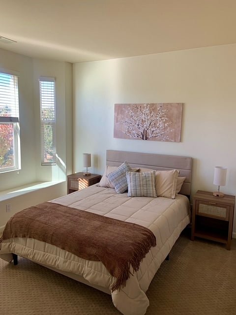 Primary bedroom with new queen size mattress.