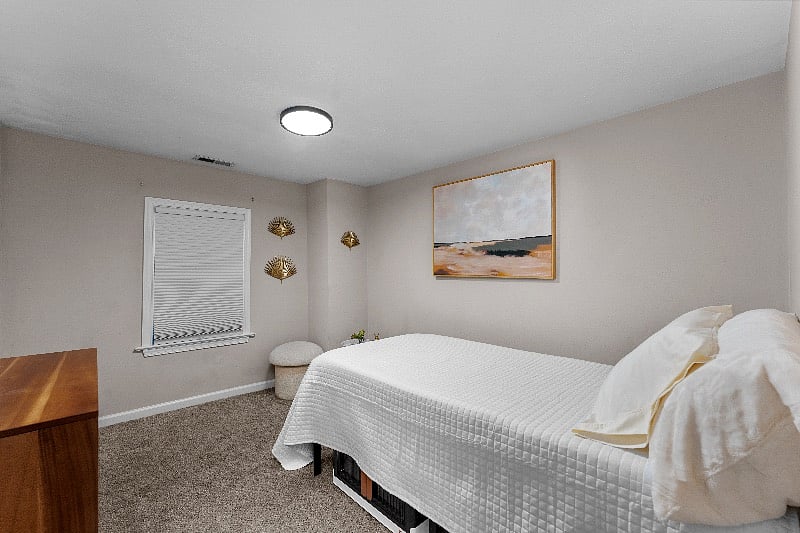 Bedroom 4 with a Twin bed. All upstairs bedrooms are equipped with additional high-quality storage bins under the beds.