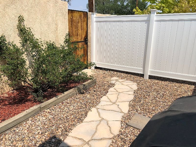 Enclosed front yard with secure exterior door to hospital