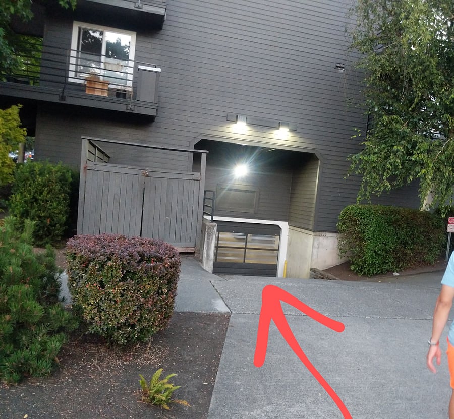 Garage entrance off 2rd Ave West.