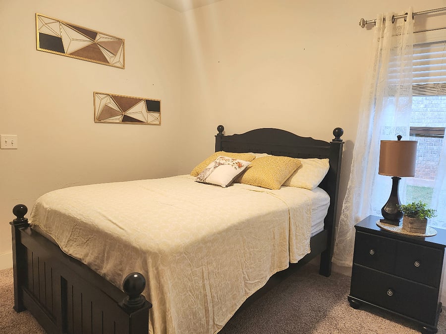 Room B - Queen Bed with Side table and light. 