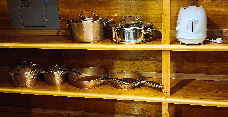 Pots, pans & toaster
