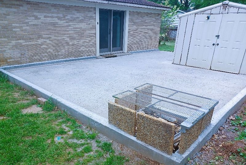 Patio Firepit with Grille - SMOORs sticks in garage