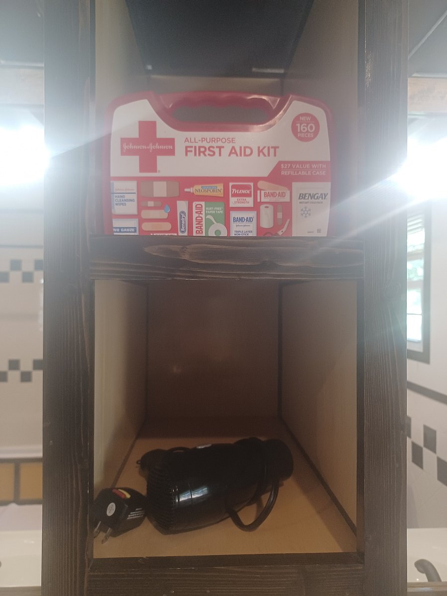 First Aid Kit & Hair Dryer in Cubby