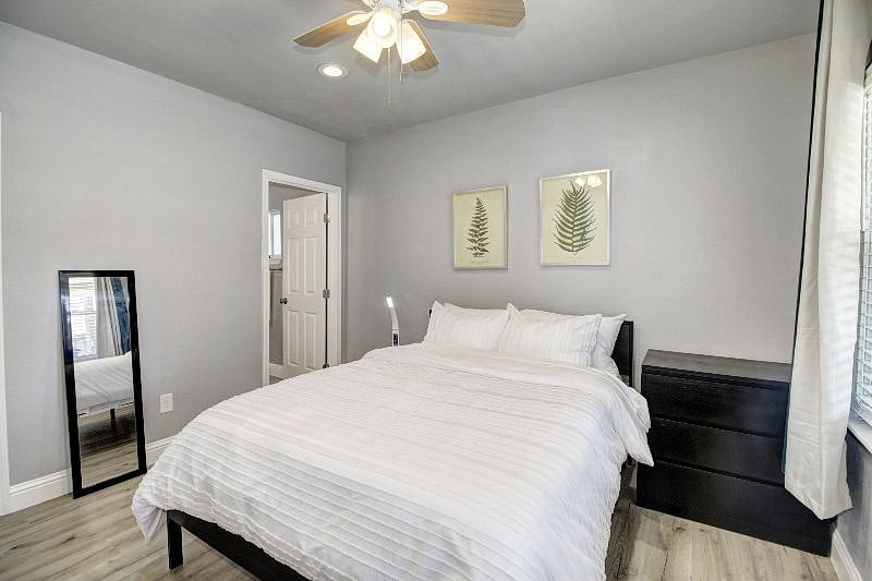 Bedroom 1. Door to private bath en suite.