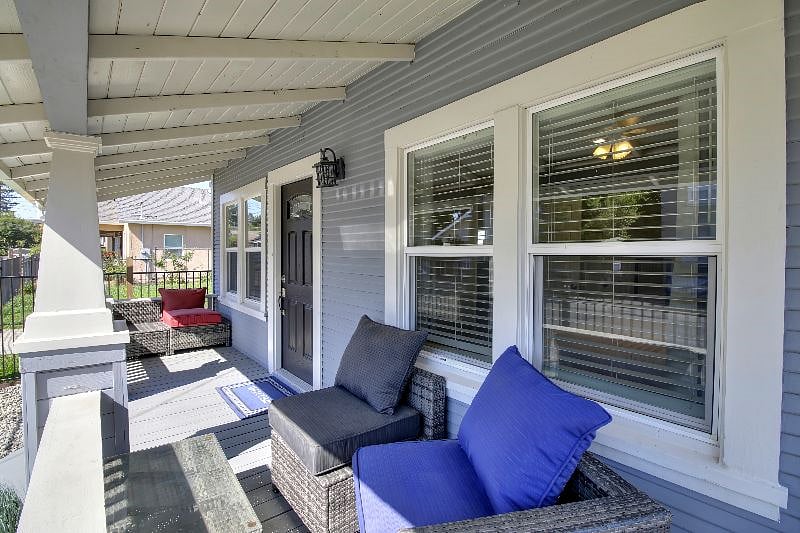 Lounge out on the covered porch patio