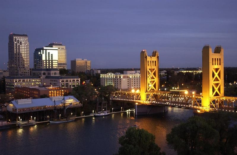 Sacramento's Tower Bridge by Old Sacramento waterfront and Downtown (15 mins away)