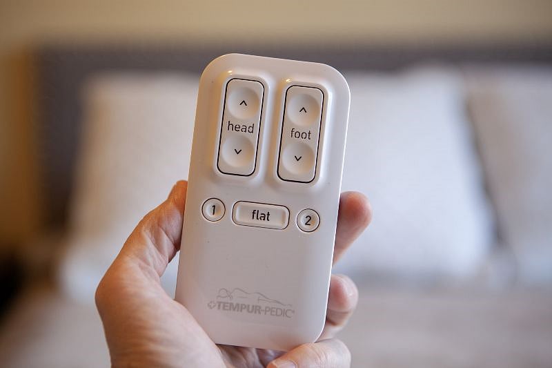 Raise your head or feet with this queen bed platform remote.E
