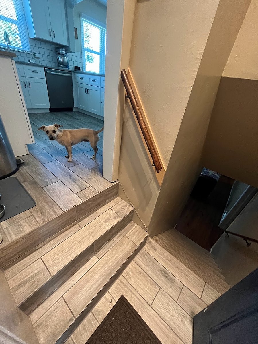 Stairs from kitchen to basement
