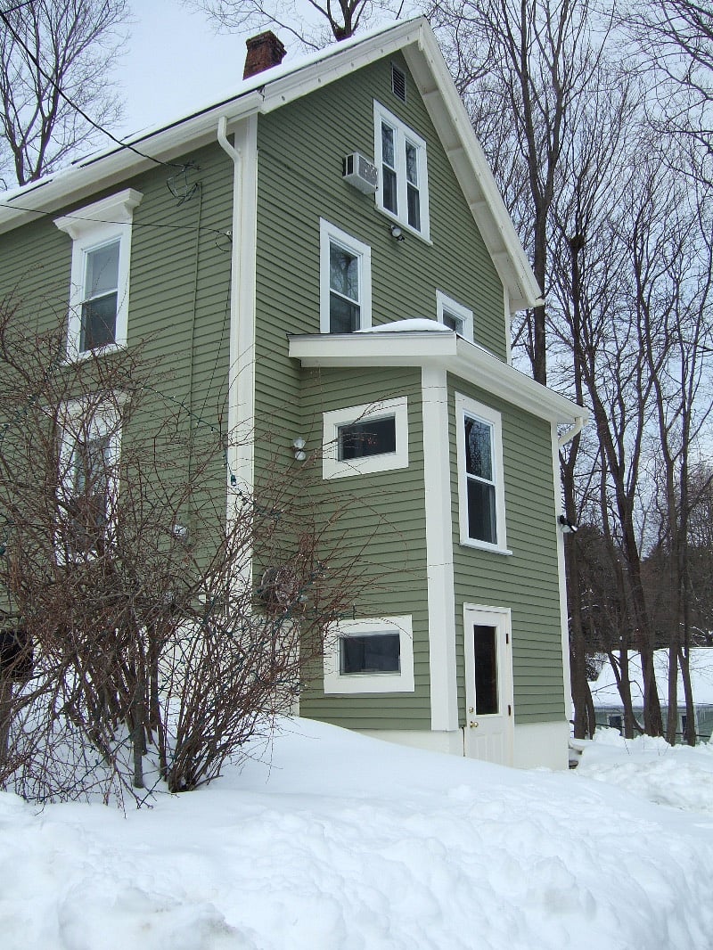 Front to driveway side of house.
