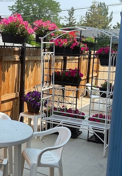 Beyond this bench is not part of the B&B space.  