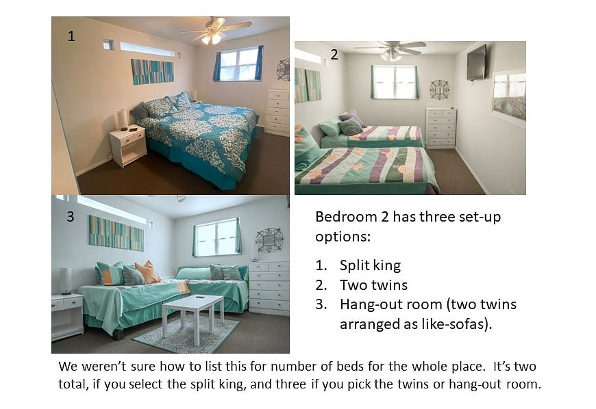 Bedroom 2 has three set-up options.