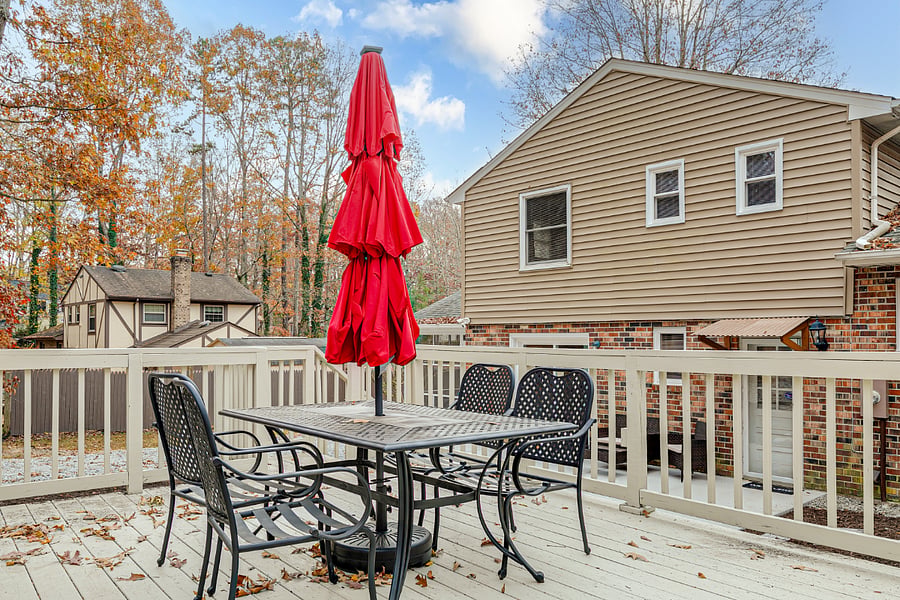 Massive private back yard with large patio, deck and ample parking.