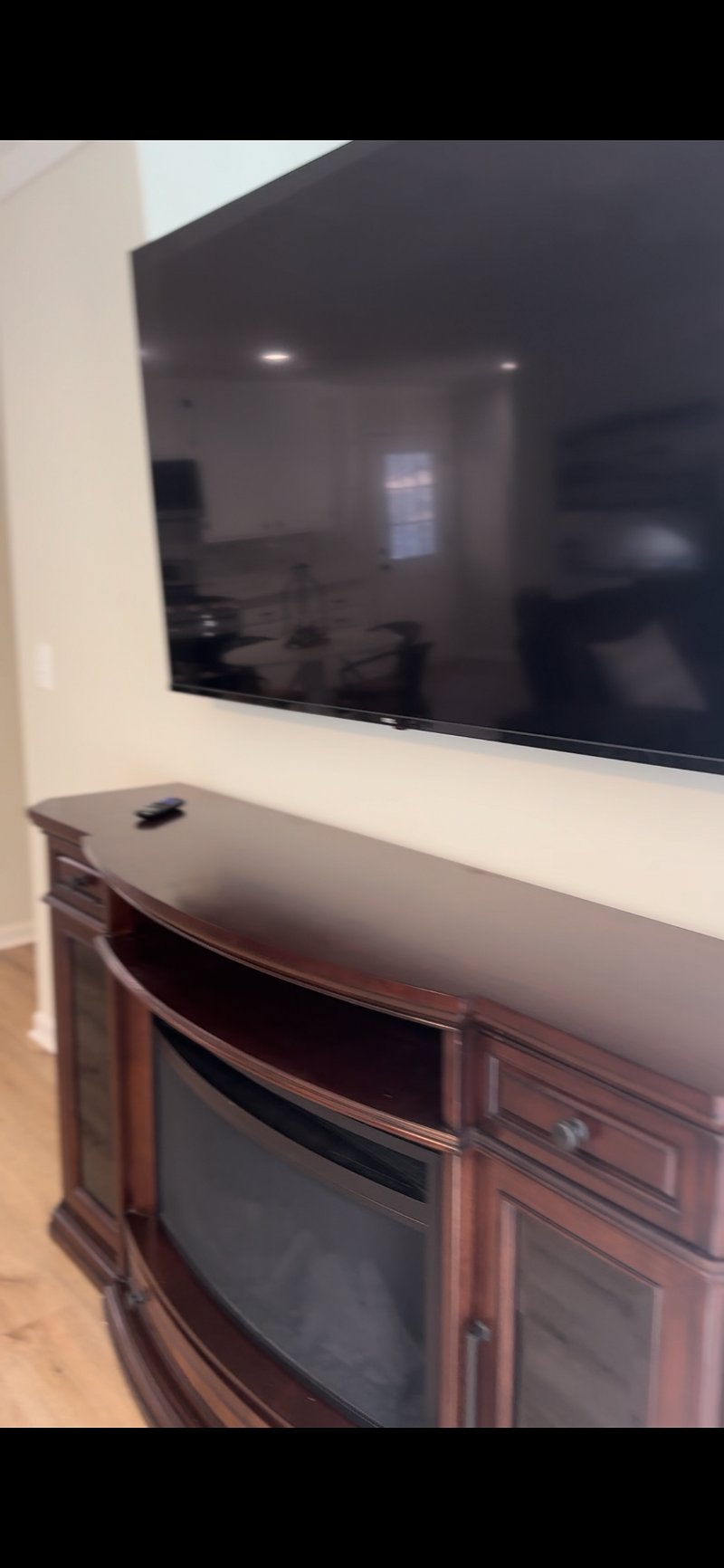 65 inch Smart TV with Remote Control Realistic Fireplace Built-In Console 